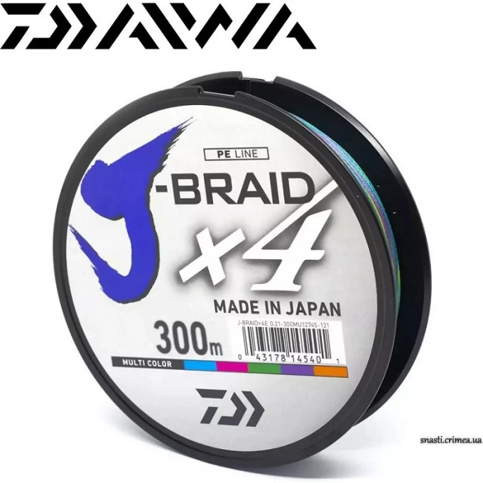 Шнур DAIWA J-Braid X4E 300м 0,10мм Multi Color 12745-110 Шнур DAIWA J-Braid X4E 300м 0,10мм Multi Color 12745-110