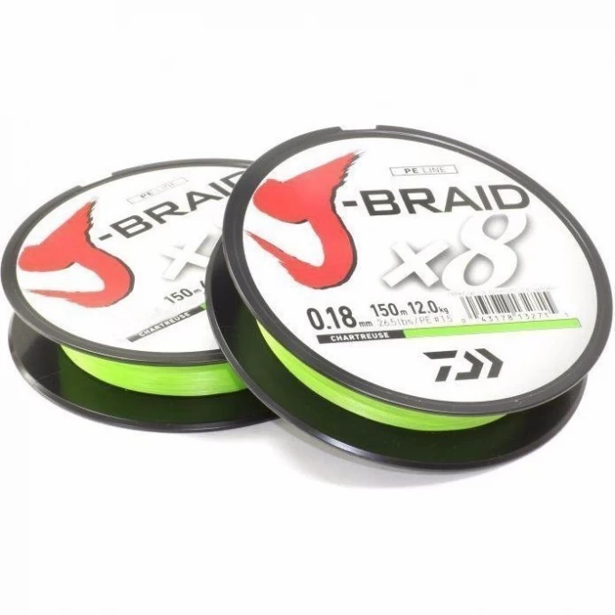 Шнур DAIWA J-Braid X8 0,18мм 150м chartreuse 12750-018 Шнур DAIWA J-Braid X8 0,18мм 150м chartreuse 12750-018